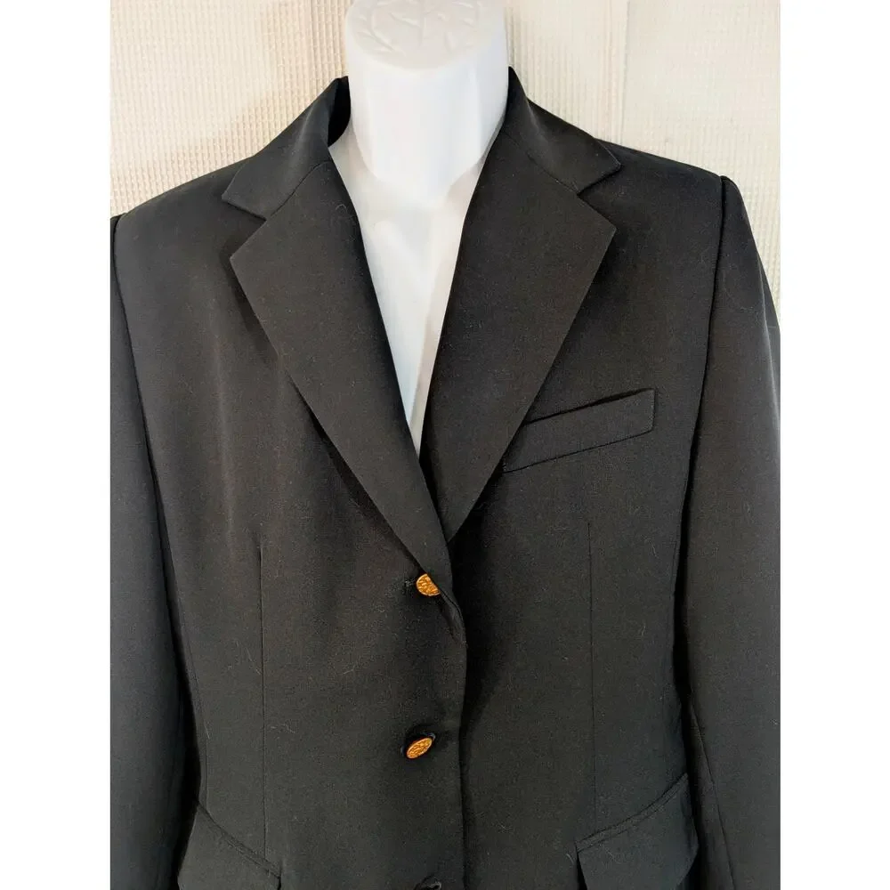 L.L. BEAN! LUXE BLACK DRESS JACKET, BLAZER, GOLD BUTTONS, MACHINE WASHABLE! 18R
